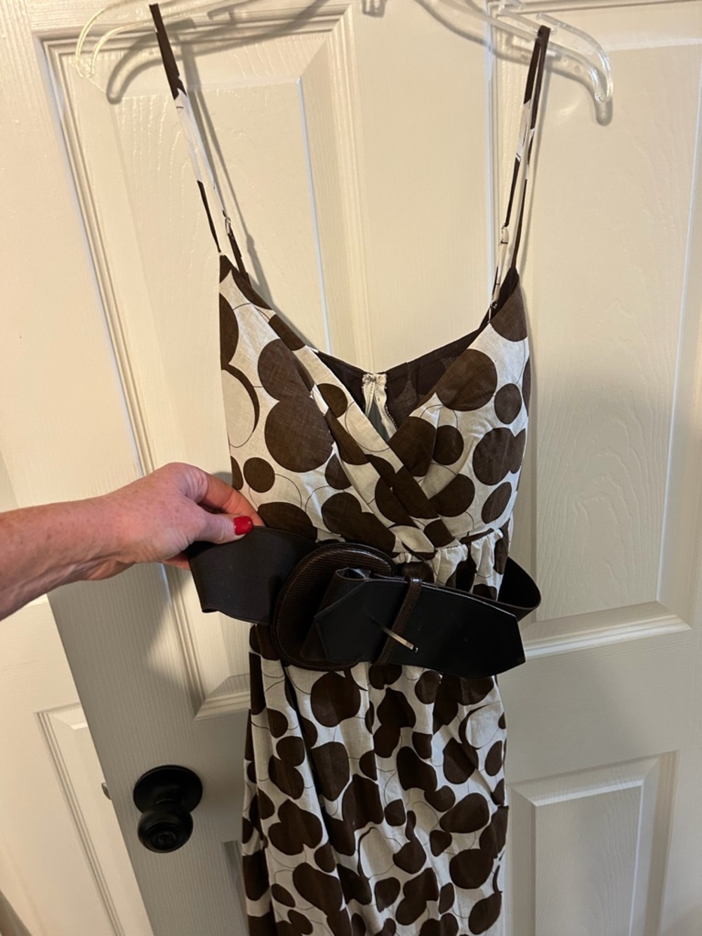 AGB Brown and White Polka Dot Dress